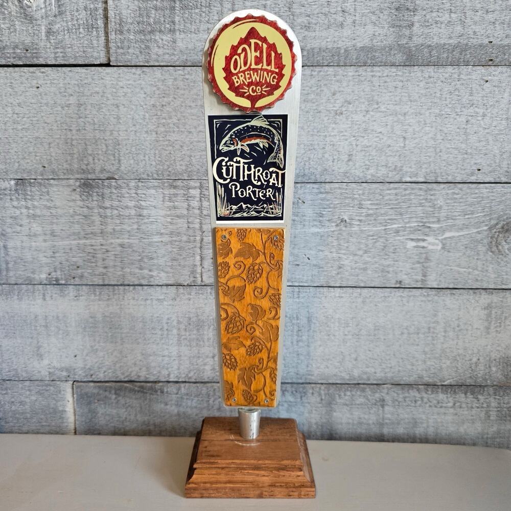 Odell Brewing Co Cutthroat Porter Wooden Beer Tap Handle‎ Fish Design